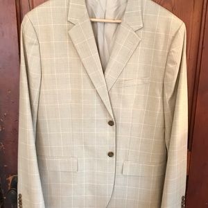 H&M Men’s Skinny Fit 2 Piece Tan Glen Plaid Check Suit 48R